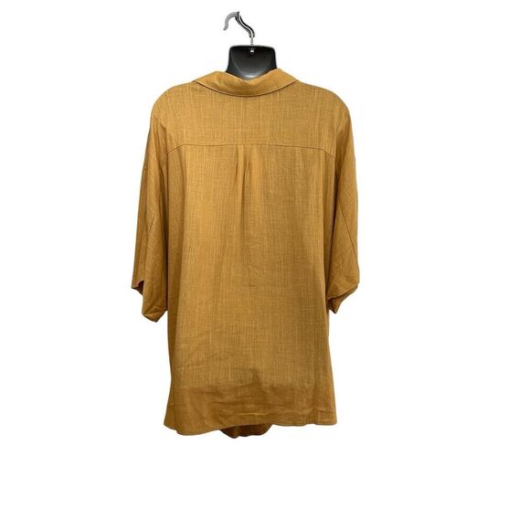 Davi & Dani Women's 3XL Gold Button-Up Shirt Short Sleeve Relaxed Fit - Picture 3 of 7